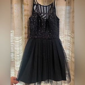 Navy Sequin Homecoming Dress